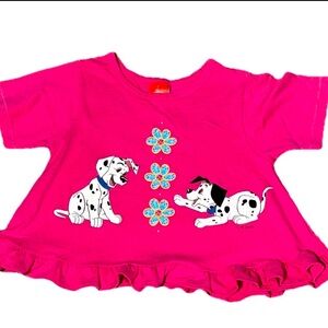 Vintage 90’s 101 Dalmatians Girls Size 6 Hot Pink Short Sleeve Peplum Top